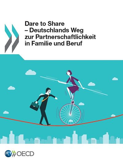 Titelseite der Broschüre Dare to Share - Deutschlands Weg zur Partnerschaftlichkeit in Familie und Beruf