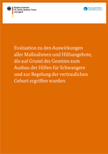 Cover der Evaluation zu den Auswirkungen des Gesetzes zur vertraulichen Geburt