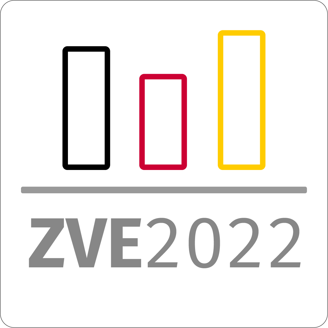 Logo des Zeitverwendungserhebungsgesetzes mit einem einem schwarzen, roten und gelben Rechteck und dem Schriftzug ZVE 2022