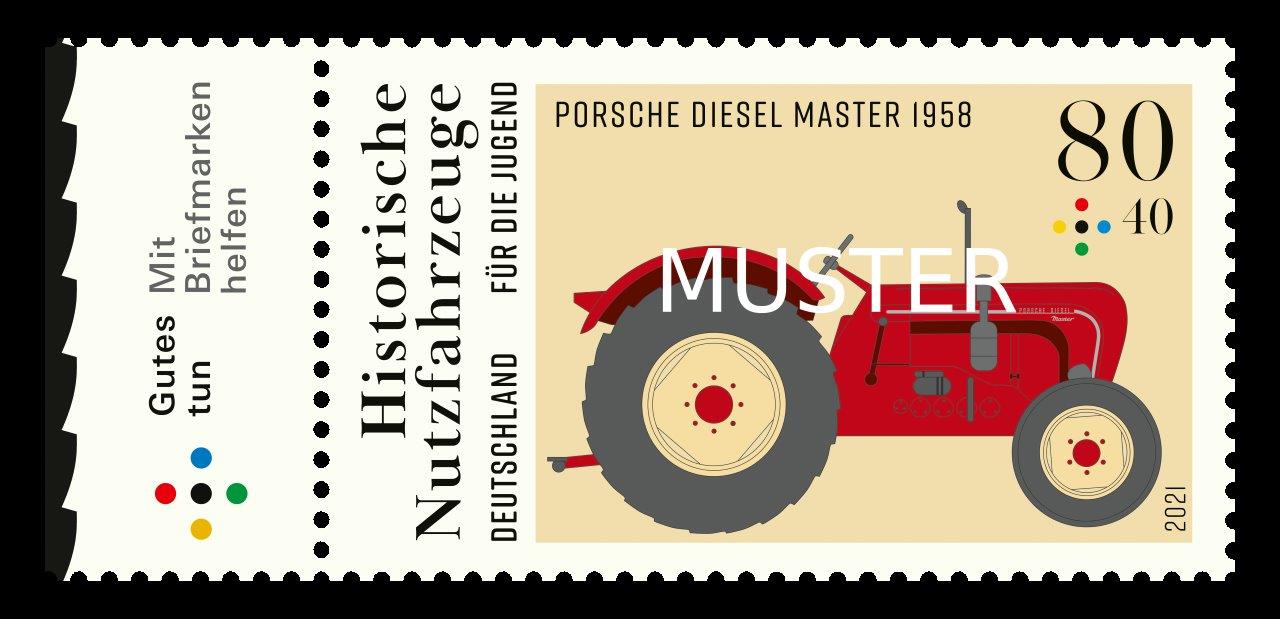 Illustration roter Porsche Diesel Master 1958