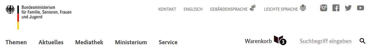 Navigation im Kopfbereich der Internetseite bmfsfj.de