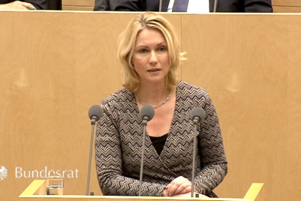 Manuela Schwesig vor dem Bundesrat, Bildnachweis: Bundesrat