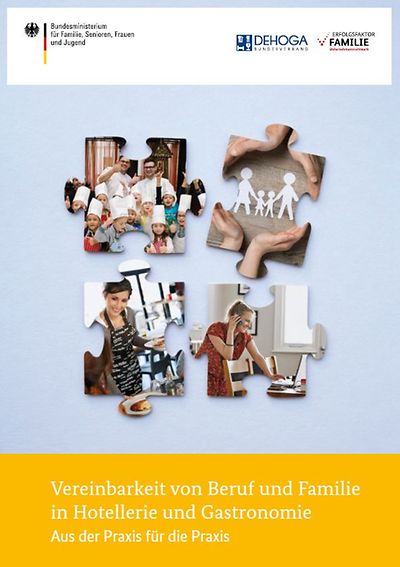 Titelseite der Broschüre " Vereinbarkeit von Beruf und Familie in Hotellerie und Gastronomie"