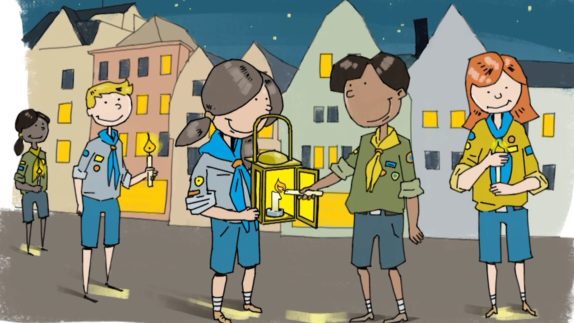 Animationsfilm Pfadfinder bringen Friedenslicht aus Bethlehem