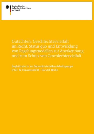 Titelseite Gutachten Geschlechtervielfalt im Recht Band 8