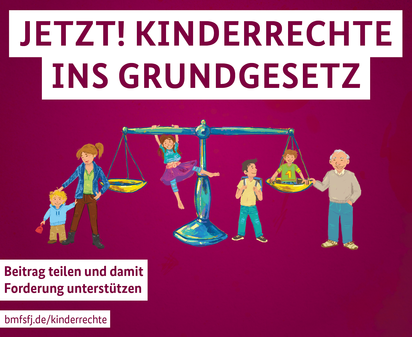 Grafik mit der Aufschrift: "Jetzt! Kinderrechte ins Grundgesetz"