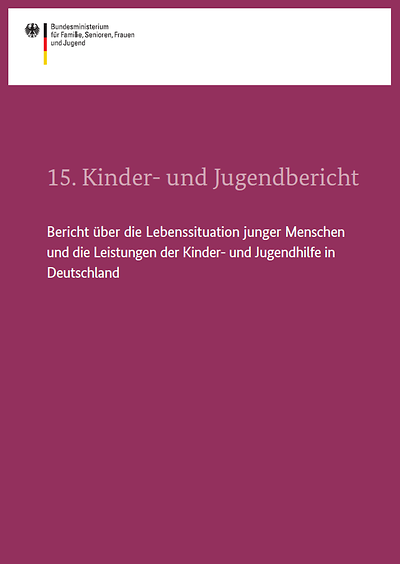 Cover der Broschüre "15. Kinder- und Jugendbericht"