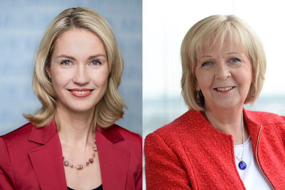 Nebeneinanderstehende Porträts von Manuela Schwesig und Hannelore Kraft