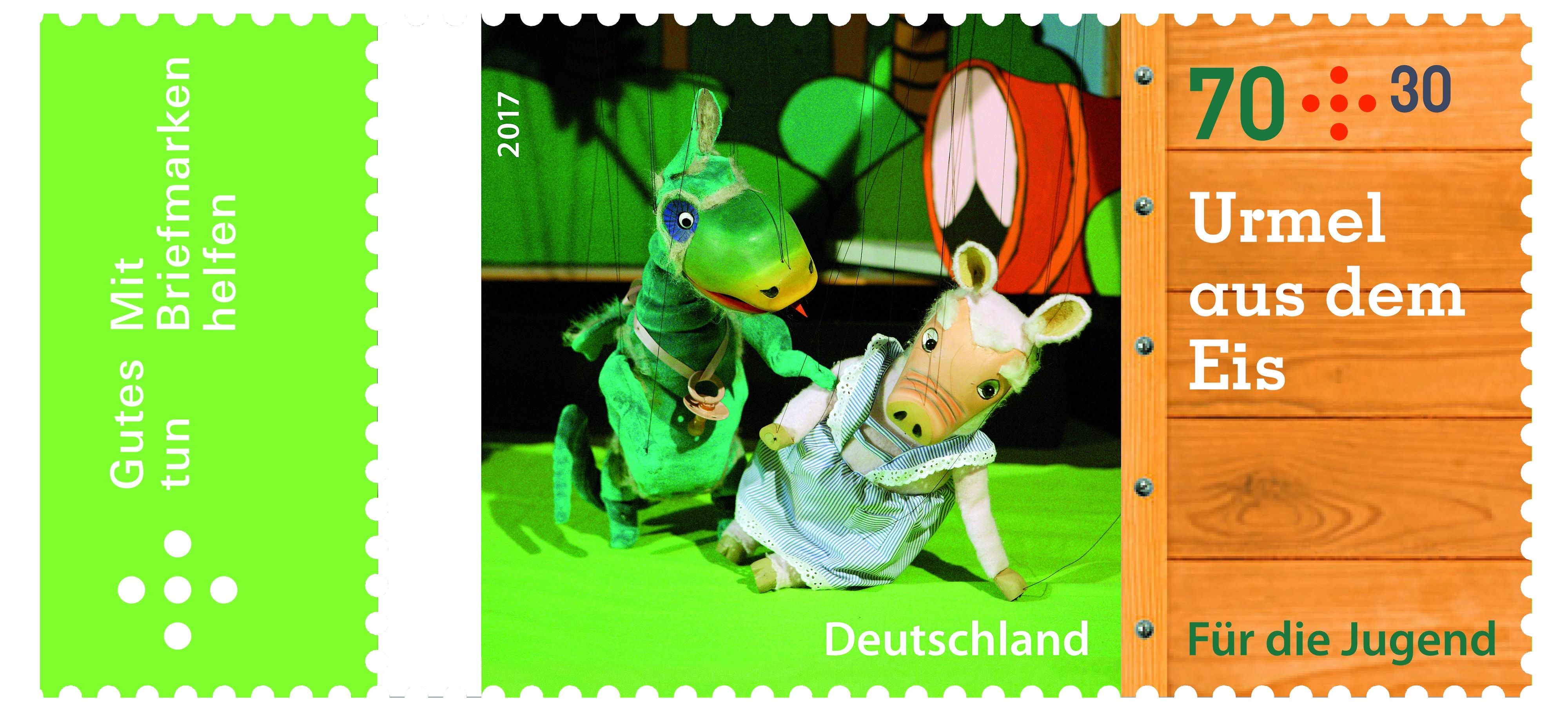 Die Jugendmarke mit dem Urmel aus dem Eis im Wert von 70 Cent.