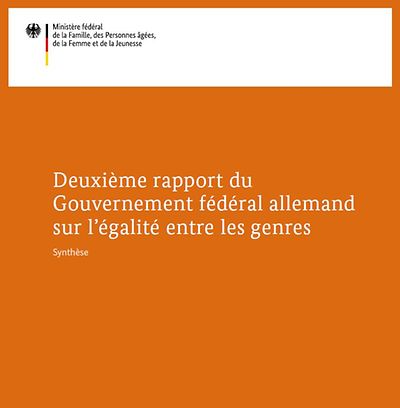 Titelseite der Broschüre "Deuxième rapport du Gouvernement fédéral allemand sur l'égalité entre les genres - synthèse"