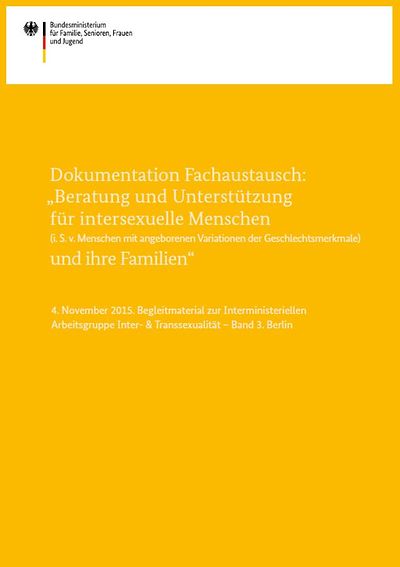 Titelseite Beratung und Unterstützung für intersexuelle Menschen und ihre Familien -IMAG, Band 3