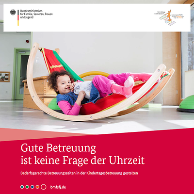 Titelseite der Broschüre "Gute Betreuung ist keine Frage der Uhrzeit"