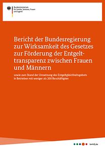 Titelseite Bericht der Bundesregierung Gesetzes zur Förderun der Entgelttransparenz zwischen Frauen und Männern