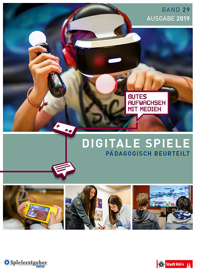 Titelseite der Broschüre Digitale Spiele - Pädagogisch beurteilt - Band 29 - Ausgabe 2019