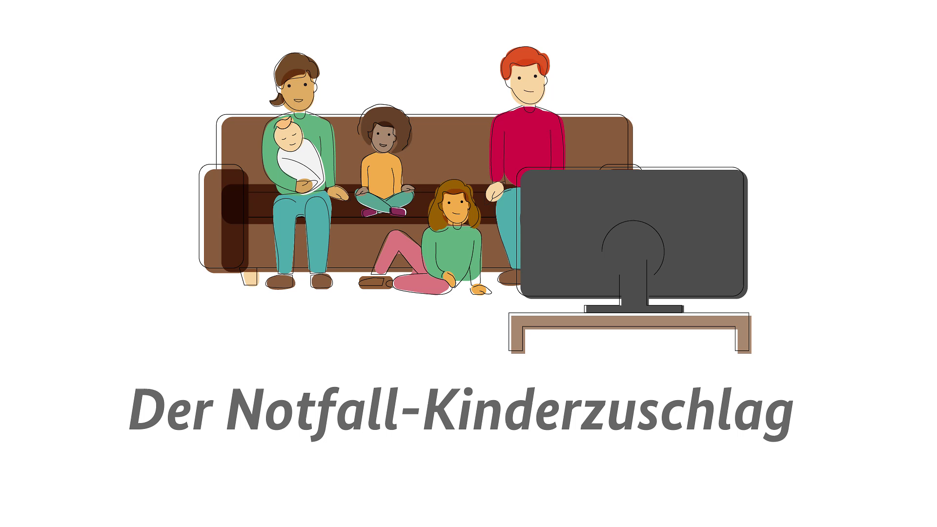 Illustration einer Familie vor dem Fernseher