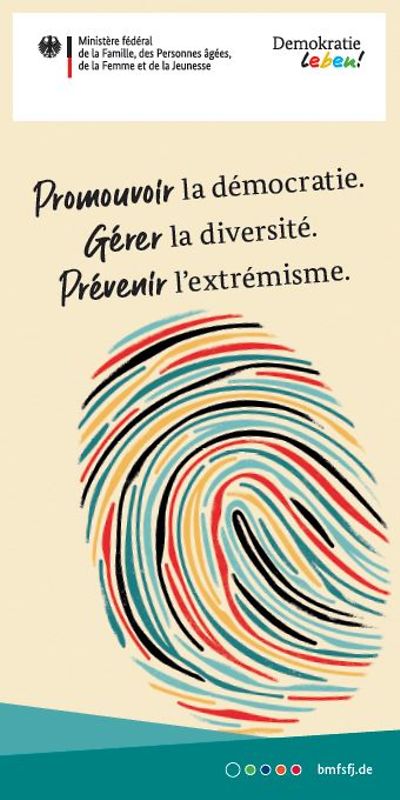 Titelseite Flyer Demokratie leben französisch