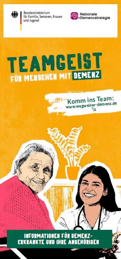 Titelseite Informationen für Demenzerkrankte und ihre Angehörigen - Teamgeist für Menschen mit Demenz