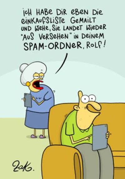 Postkarte Motiv "Spam-Ordner"