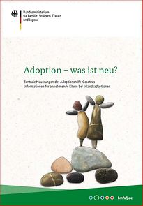 Titelseite des Flyer "Adoption - Was ist neu? Informationen für annehmende Eltern im Inland