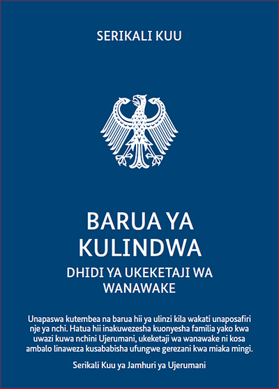 Cover Schutzbrief - swahili