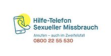 Schriftzug "Hilfe-Telefon Sexueller Missbrauch Anrufen auch im Zweifelsfall 0800 22 55 530", links davon Symbole Telefone
