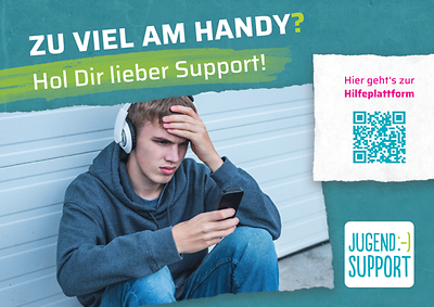 Postkarte Zu viel am Handy? Hol Dir lieber Support!