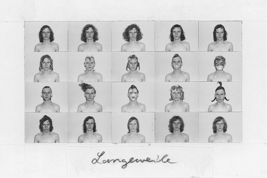 Collage mit Schwarzweiß-Fotos von jungen Frauen und Männern mit nackten Schultern