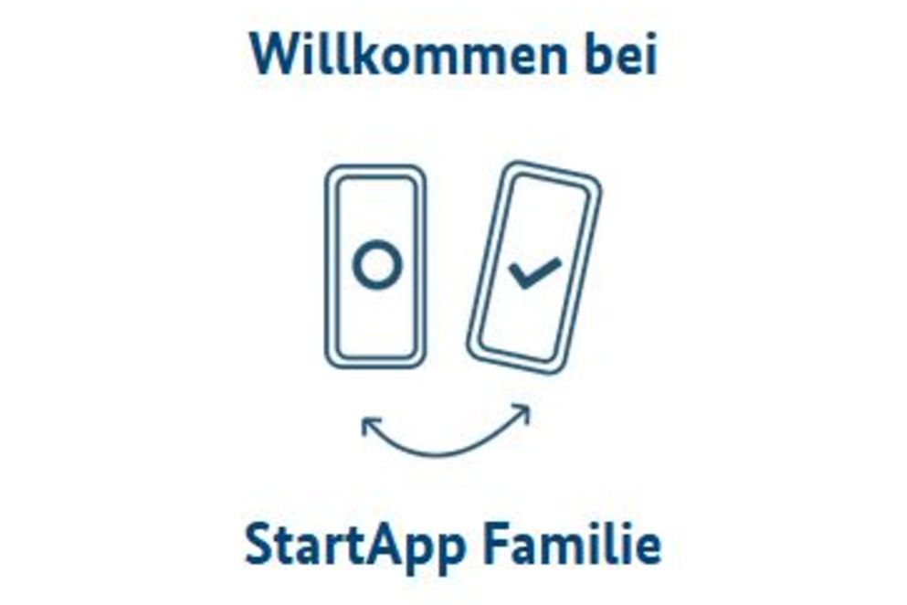 Ein Handy darunter steht StartAppFamilie