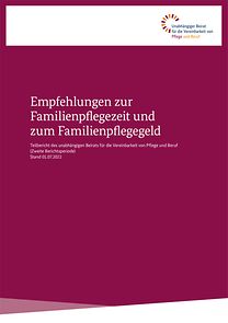 Titelseite Empfehlungen zur Familienpflegezeit und zum Familienpflegegeld