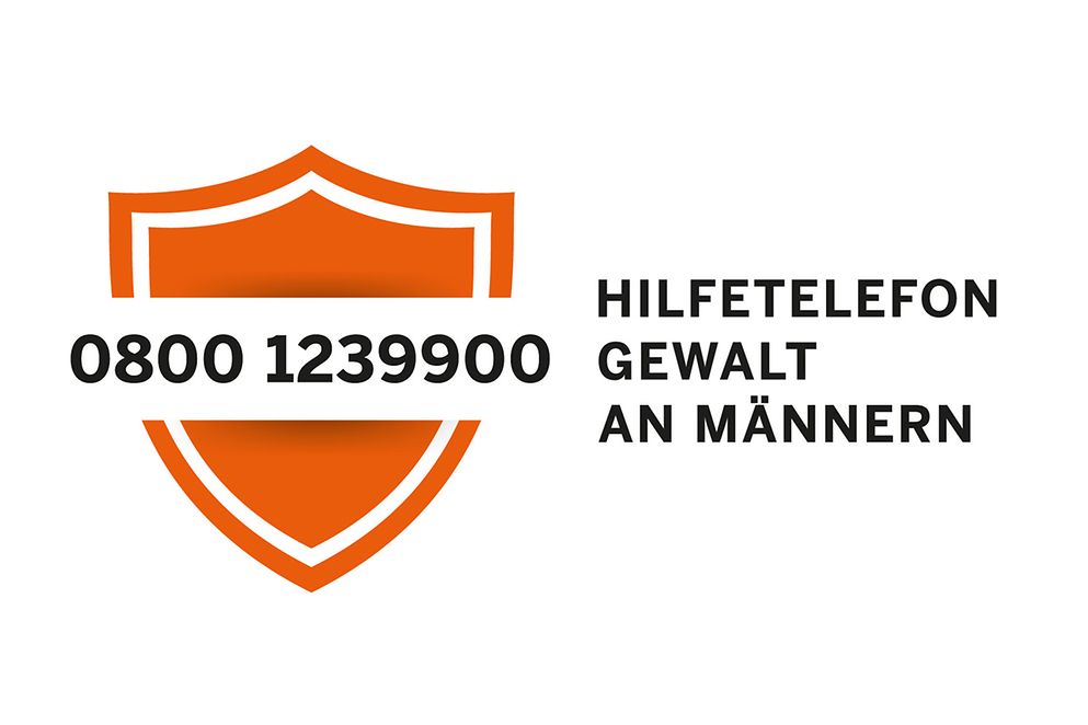 Logo des Hilfetelefons "Gewalt an Männern" mit der dazugehörigen Telefonnummer 0800 1239900