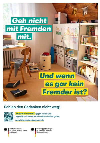 Titel: Geh nicht mit Fremden mit. Und wenn es kein Fremder ist? - Plakatmotiv mit Eindruckfeld für das eigene Logo