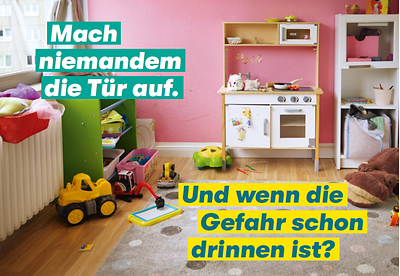 Postkarte Mach niemanden die Tür auf - Motiv Kinderzimmer rosa