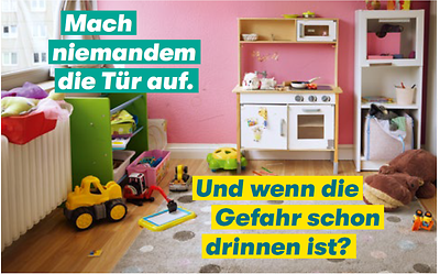 Visitenkarte Mach niemandem die Tür auf - Motiv Kinderzimmer rosa