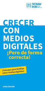 Titelseite vom Flyer "Groß werden mit Medien" in spanischer Sprache