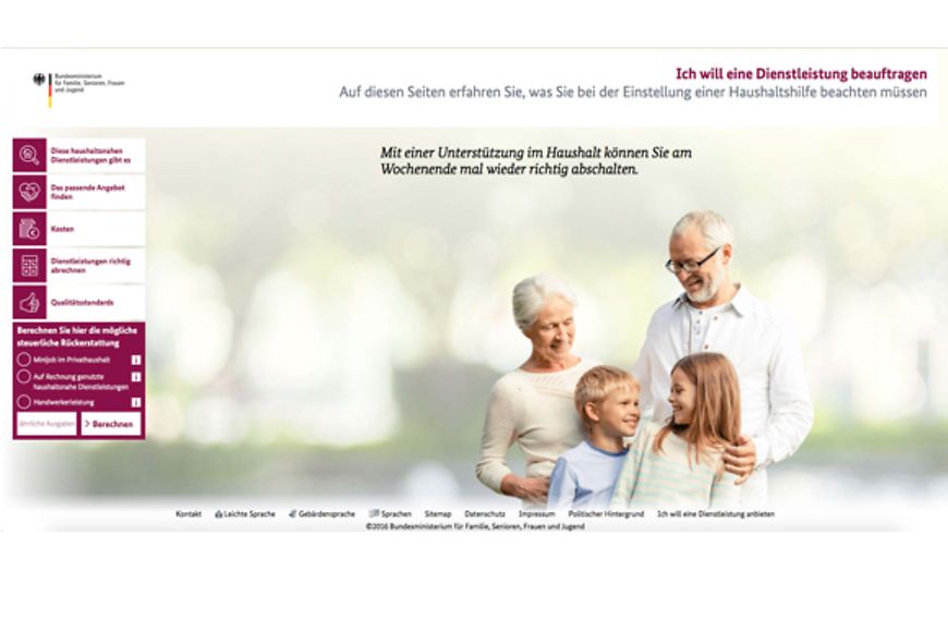 Screenshot der Seite www.hilfe-im-haushalt.de