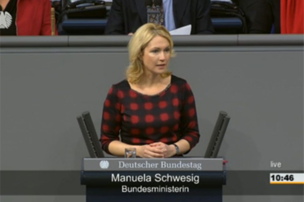 Manuela Schwesig im Deutschen Bundestag, Bildnachweis: Deutscher Bundestag