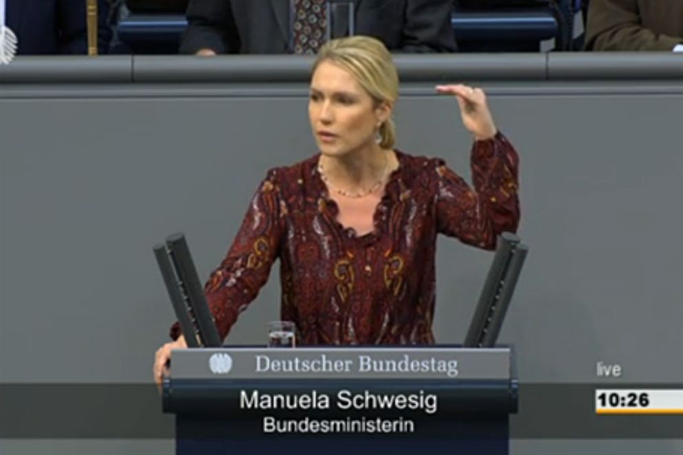 Manuela Schwesig spricht vor dem Deutschen Bundestag, Bildnachweis: Bundestag