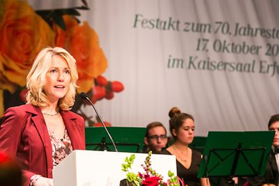 Manuela Schwesig während ihrer Rede im Erfurter Kaisersaal