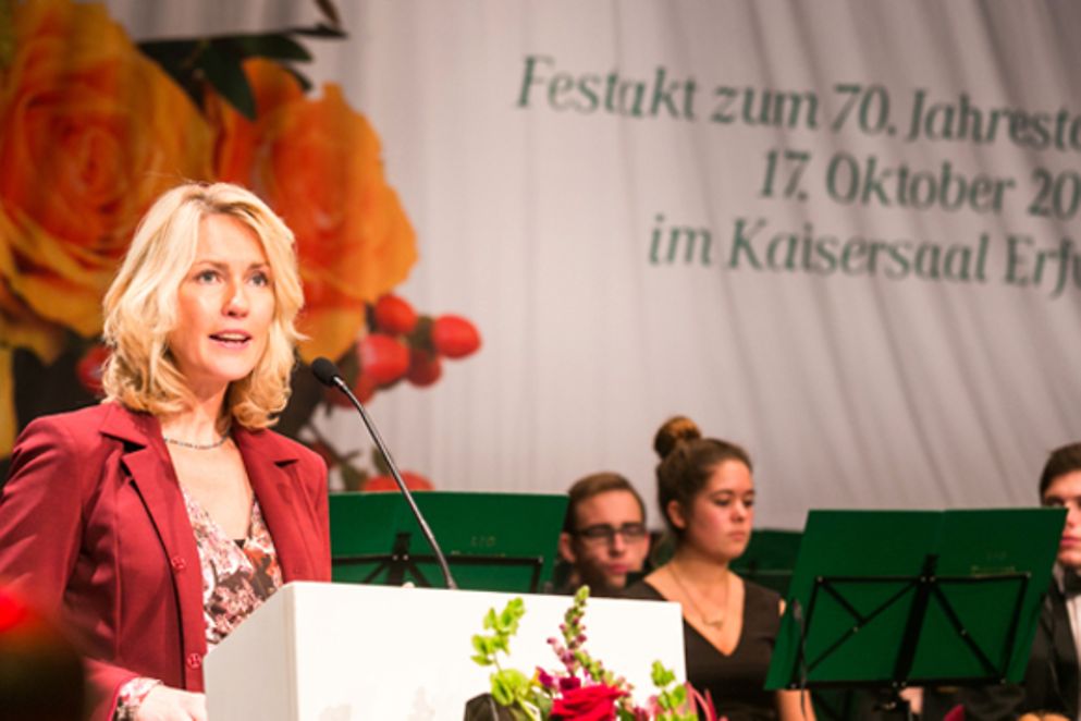 Manuela Schwesig während ihrer Rede im Erfurter Kaisersaal