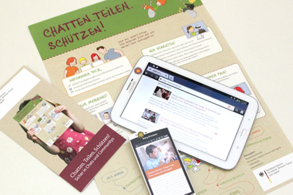 Materialen zum Thema Sicherheit im Internet für Kinder. Bildnachweis: BMFSFJ