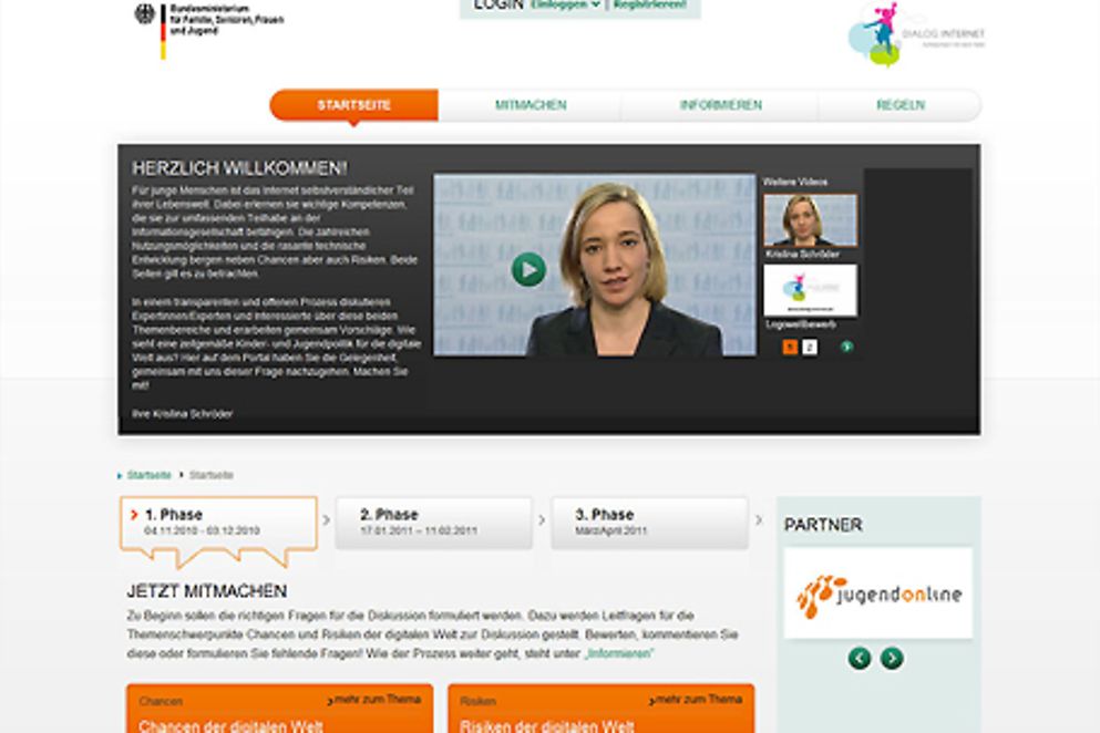 Screenshot der Internetseite "Dialog Internet"