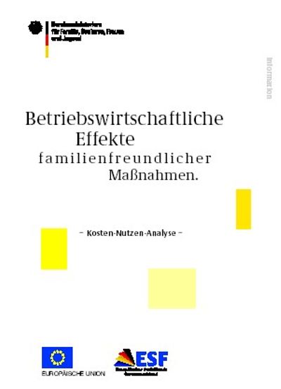 Foto: Deckblatt der Publikation "Betriebswirtschaftliche Effekte familienfreundlicher Maßnahmen"