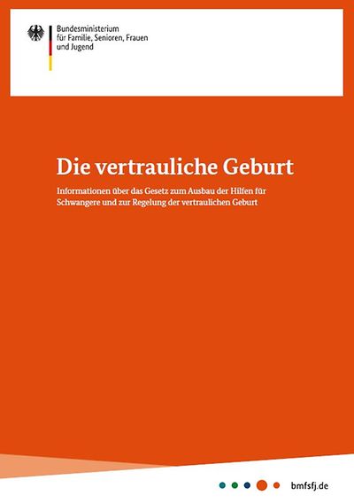 Titelseite der Broschüre "Die vertrauliche Geburt"