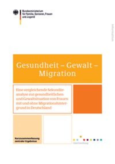 Titelseite der Broschüre Gesundheit - Gewalt - Migration - Kurzzusammenfassung