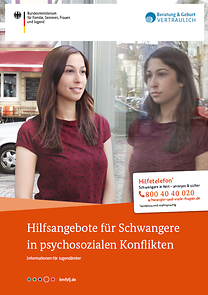 Titelseite des Flyers "Hilfsangebote für Schwangere in psychosozialen Konflikten"