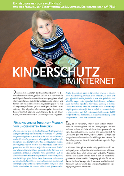 Titelseite Elternbrief Kinderschutz im Internet