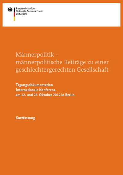 Cover der Broschüre "Männerpolitik- männerpolitische Beiträge zu einer geschlechtergerechten Gesellschaft"