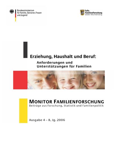 Cover der Broschüre Werteorientierte Erziehung, Haushalt und Beruf: Herausforderungen und Unterstützungen für Familien 