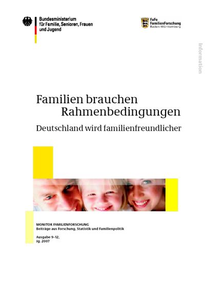 Deckblatt der Broschüre Familien brauchen Rahmenbedingungen