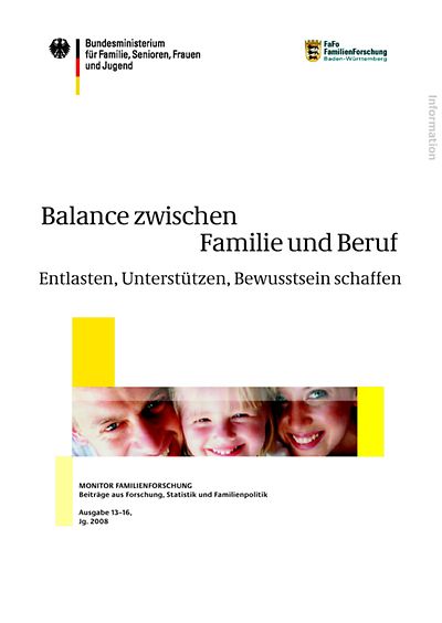 Cover der Broschüre Balance zwischen Familie und Beruf